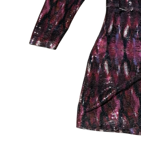 Misa Los Angeles Nova Mini Dress‎ Women’s Size Small Fuchsia Ikat Sequin Pink - Picture 5 of 10